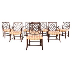 Set of Eight Dessin Fournir Chinese Chippendale Style Dining Armchairs