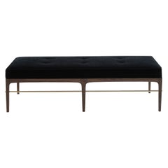 Linear Bench in Navy Blue Mohair by Stamford Modern