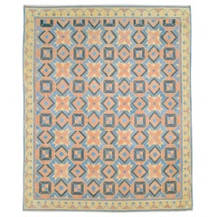 Mid-20th Century Handmade Indian Cotton Flatweave Dhurrie Large Room Size Carpet