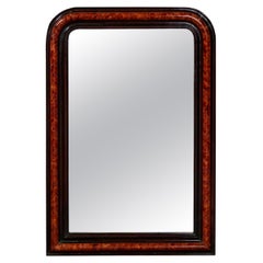 French 1920s Louis-Philippe Inspired Mirror with Tortoise Style Painted Frame