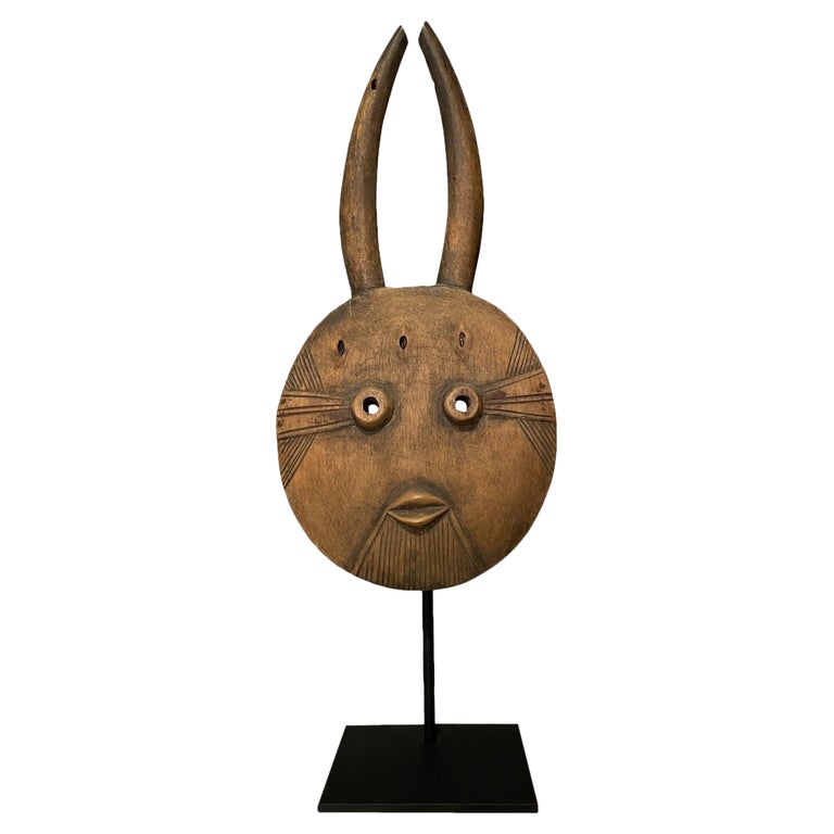 African Goli Style Tribal Mask Mounted on a Custom Steel Base African Goli Style Tribal Mask Mounted on a Custom Steel Base