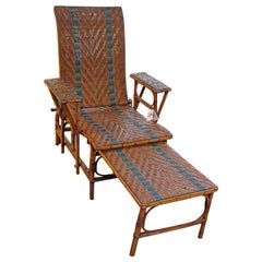 Rattan Chaise Lounge with Chevron Design