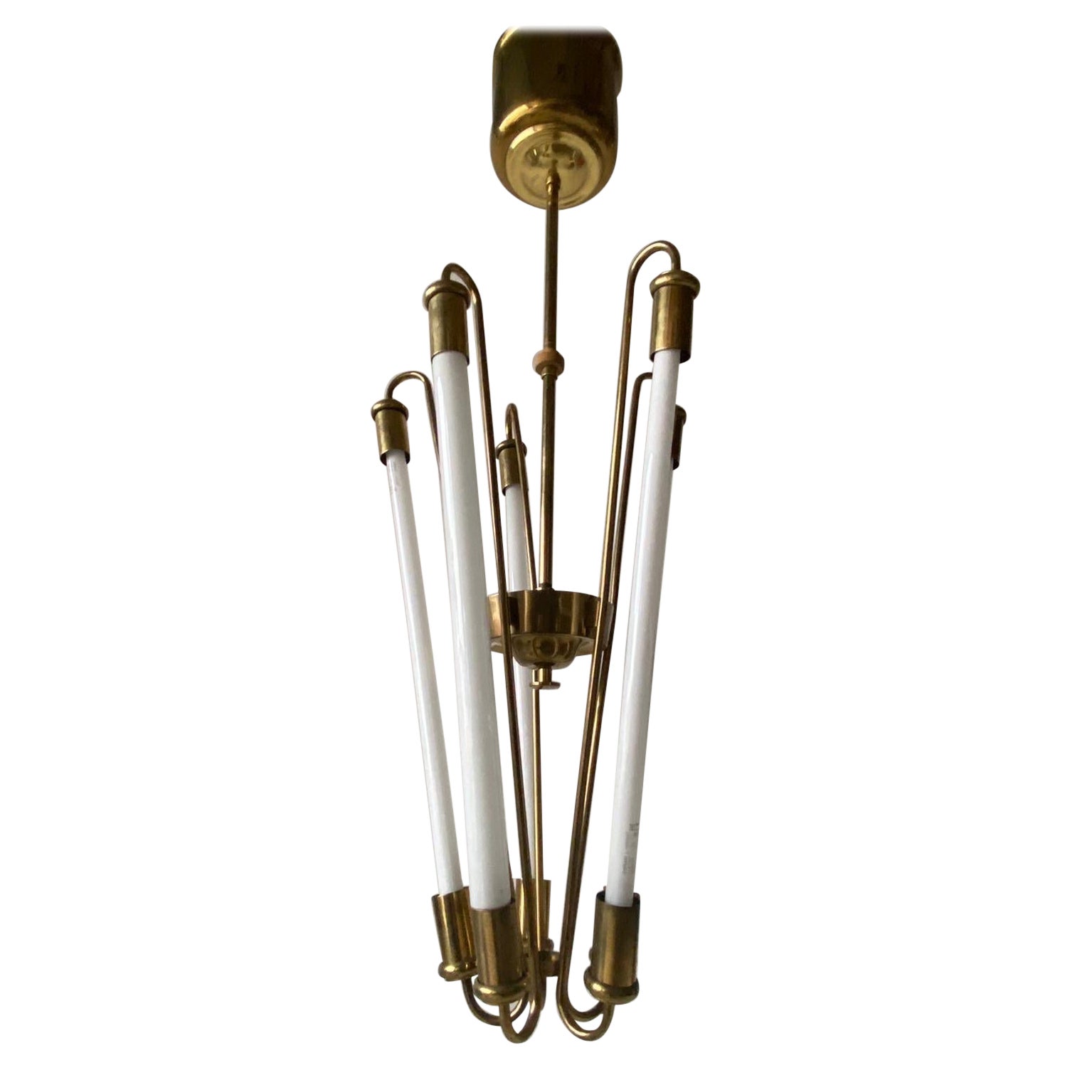 Brass Art Deco Bauhaus Chandelier by Kaiser & Co., 1930s, Germany For Sale