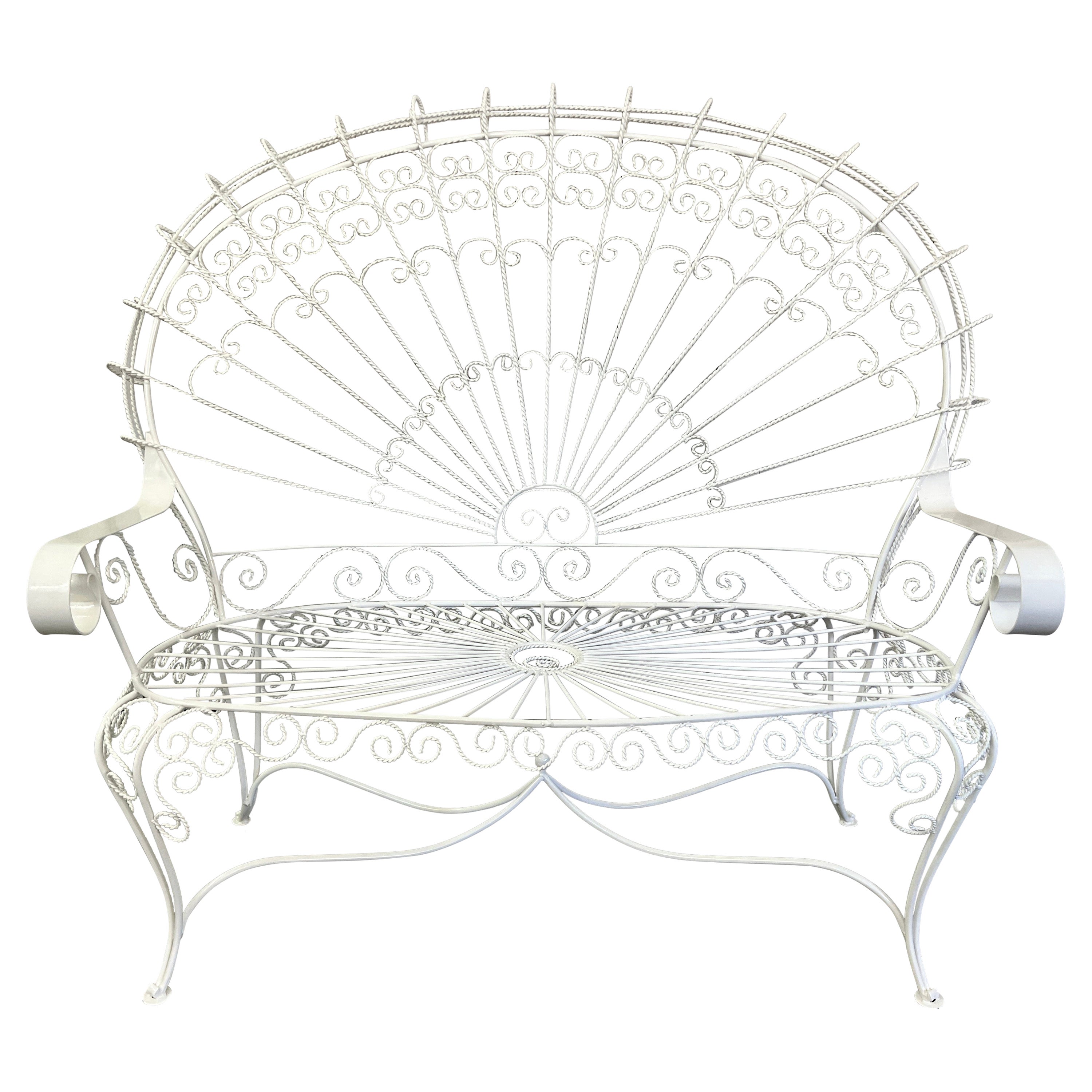 Vintage Iron Peacock Settee For Sale
