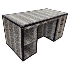 Exquisite Serge de Troyer Snakeskin Embossed Leather Desk