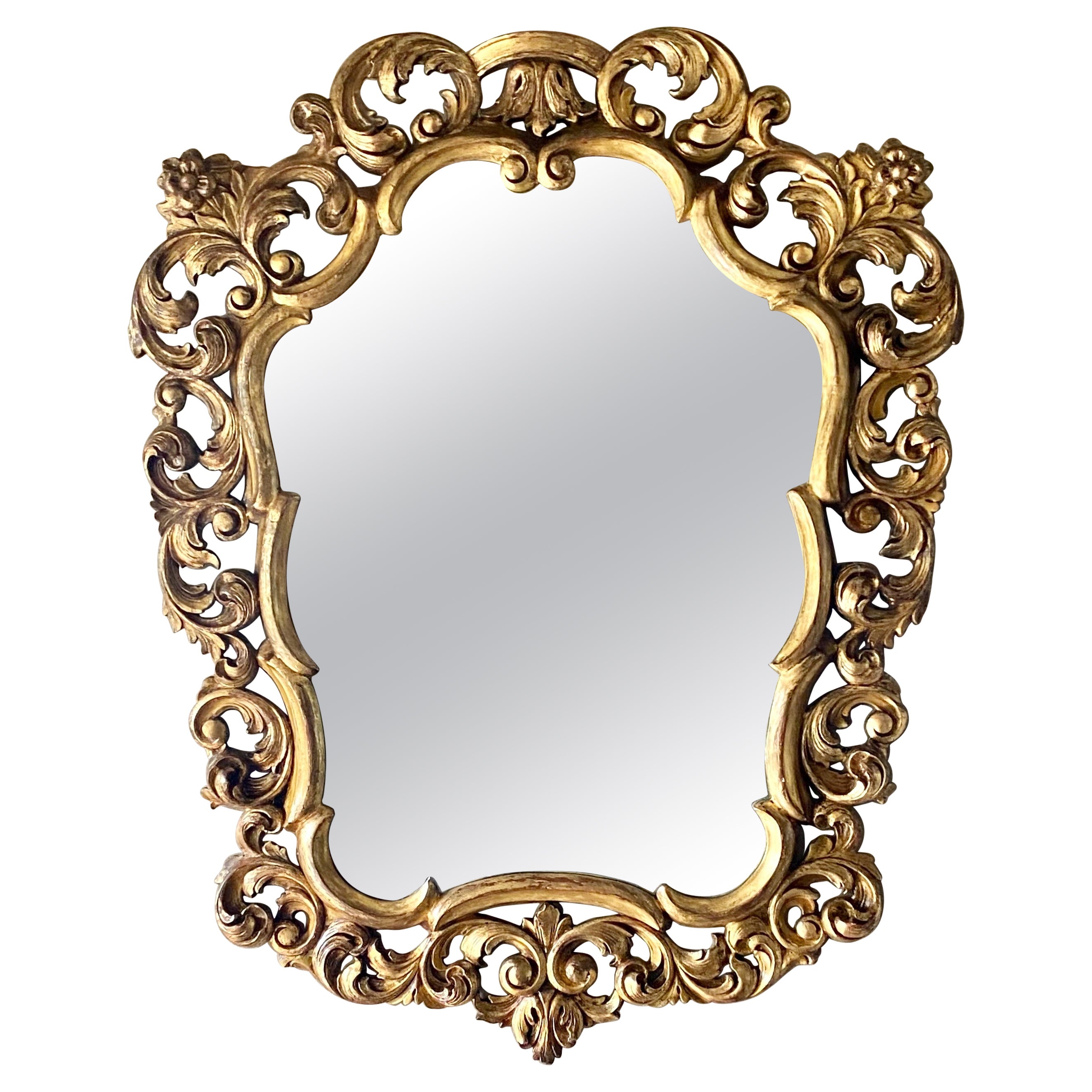 Ornate Carved and Gilt Wood Mirror, Italian, 1940's-1950's For Sale