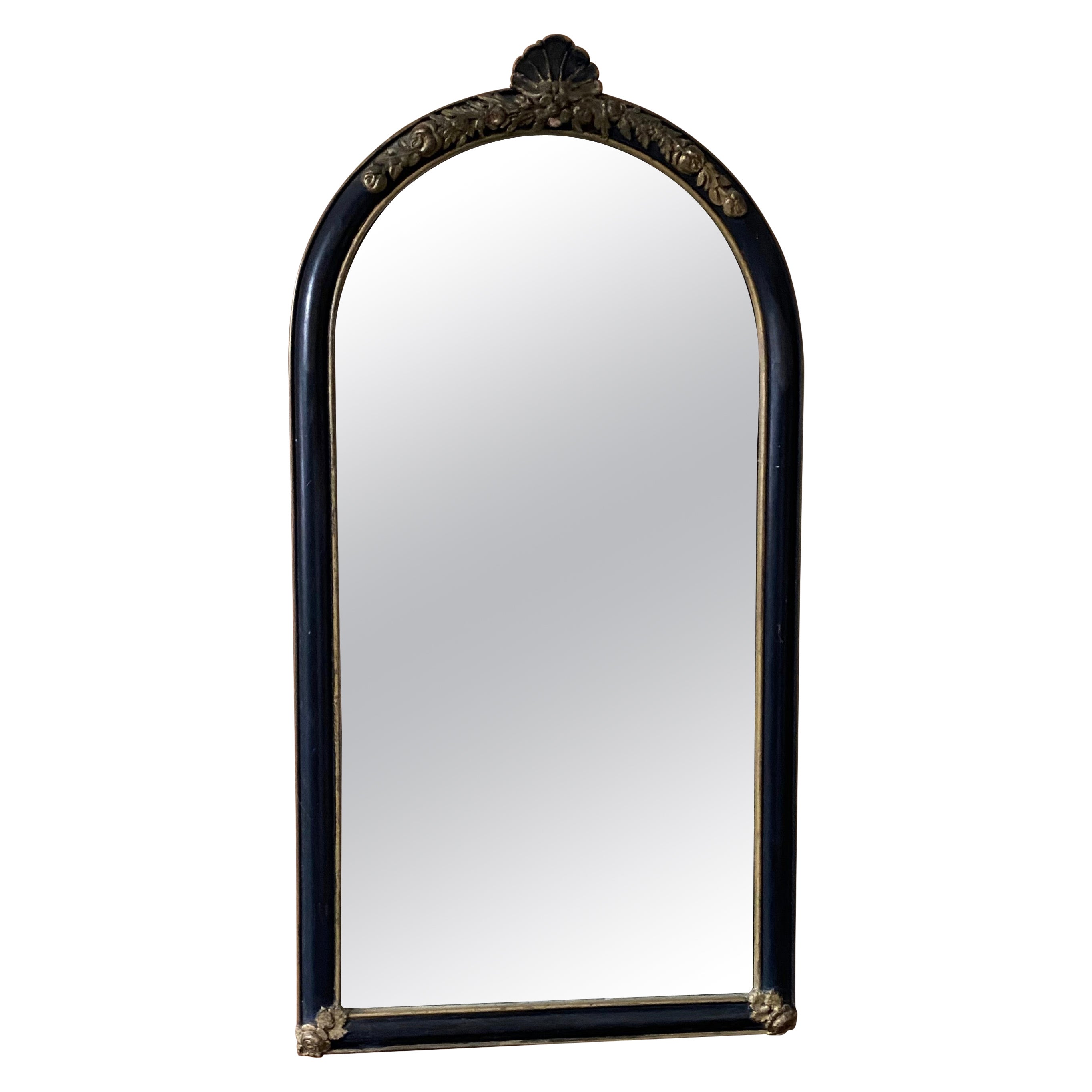 Antique Ebonized Queen Anne Style Mirror