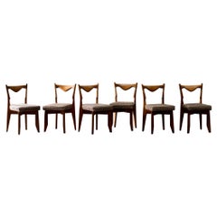Set of Six Oak Dining Chairs by Guillerme et Chambron