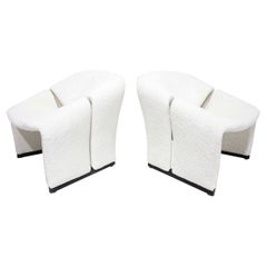 Pair of Early F580 Groovy Chairs by Pierre Paulin for Artifort, 1960s, in White