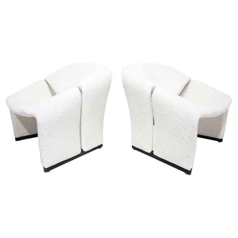 Pair of Early F580 Groovy Chairs by Pierre Paulin for Artifort, 1960s, in White For Sale