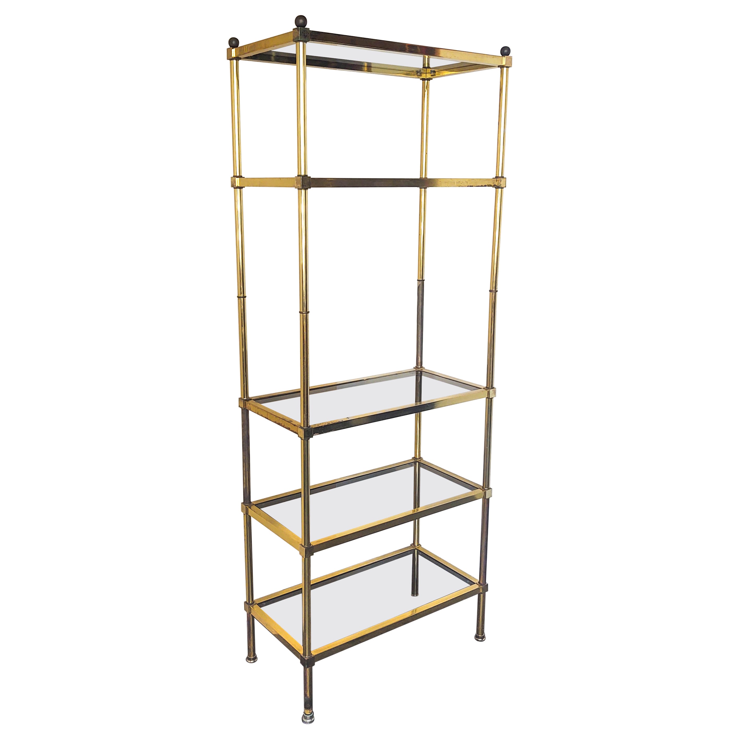Sculptural Brass Pyramid Etagere Display Shelf at 1stDibs