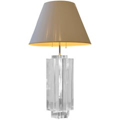 Lucite Les Prismatiques Substantial Table  Lamp