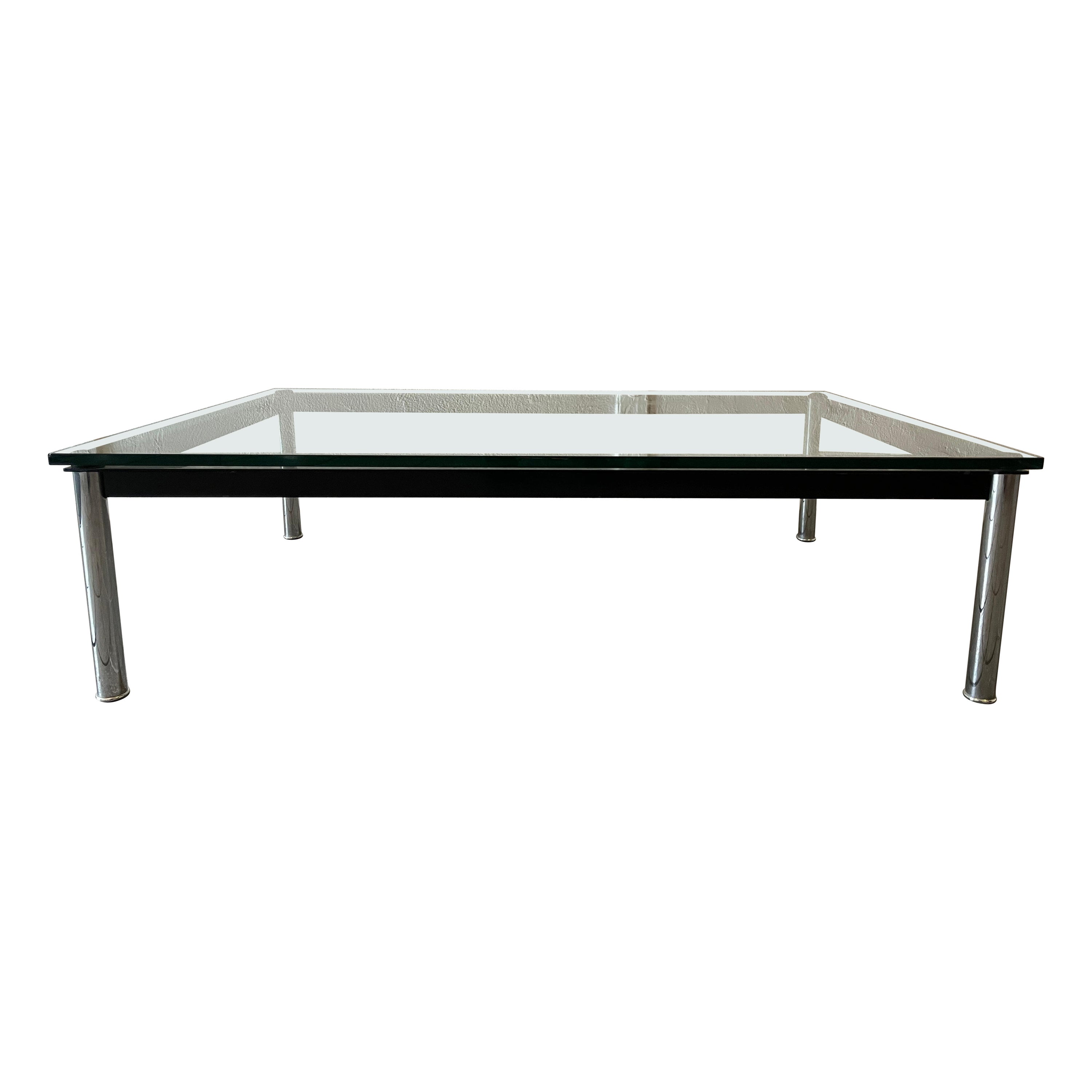 Cassina LC 10 Glass and Metal Low Coffee Table Rectangle Le Corbusier For Sale