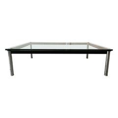 Cassina LC 10 Glass and Metal Low Coffee Table Rectangle