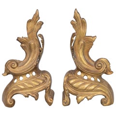 Pair of 19th Century French Brass Acanthus Leaf Mantel Ornaments Bookends