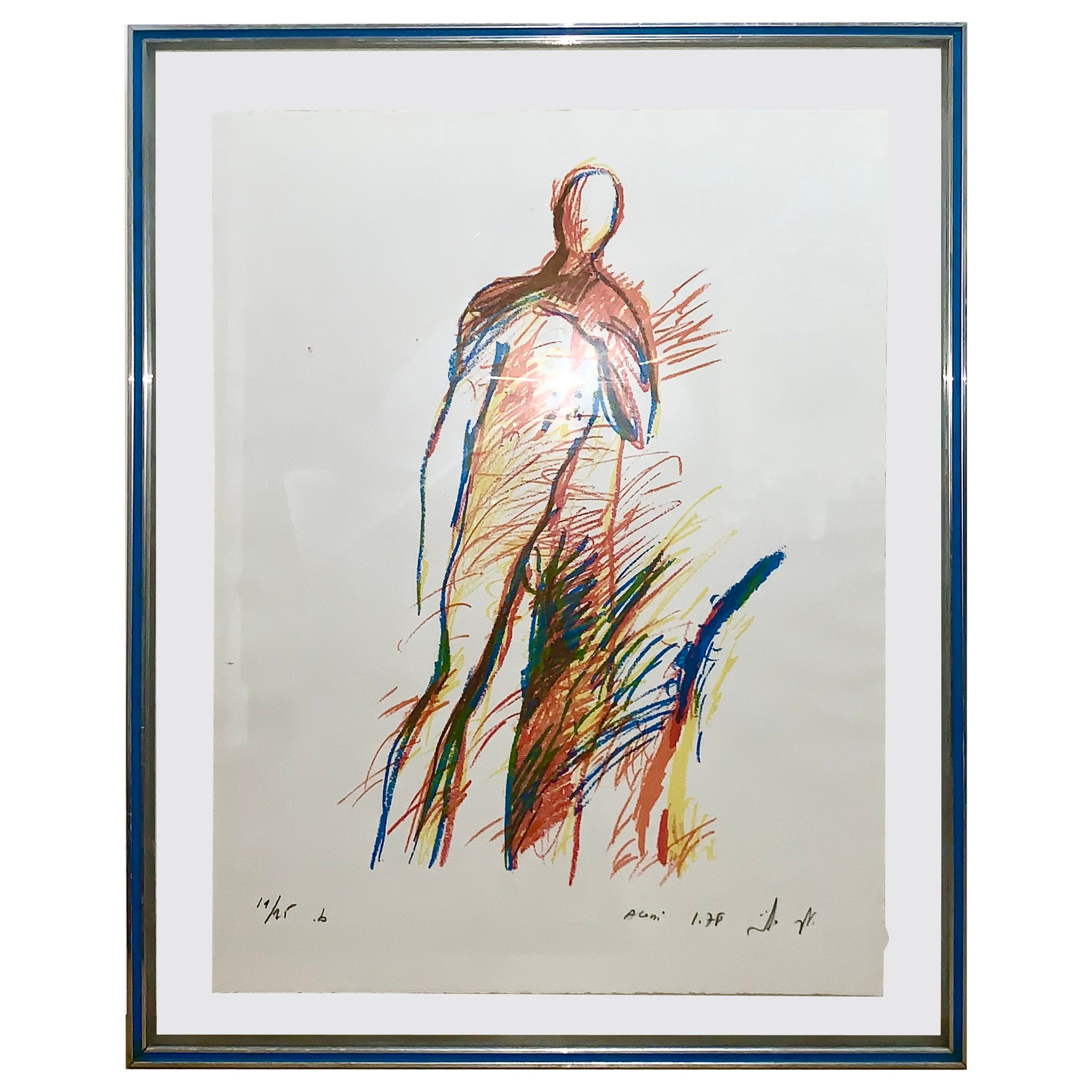 Vintage Lithographic Print Framed, Signed by Artist, 1978