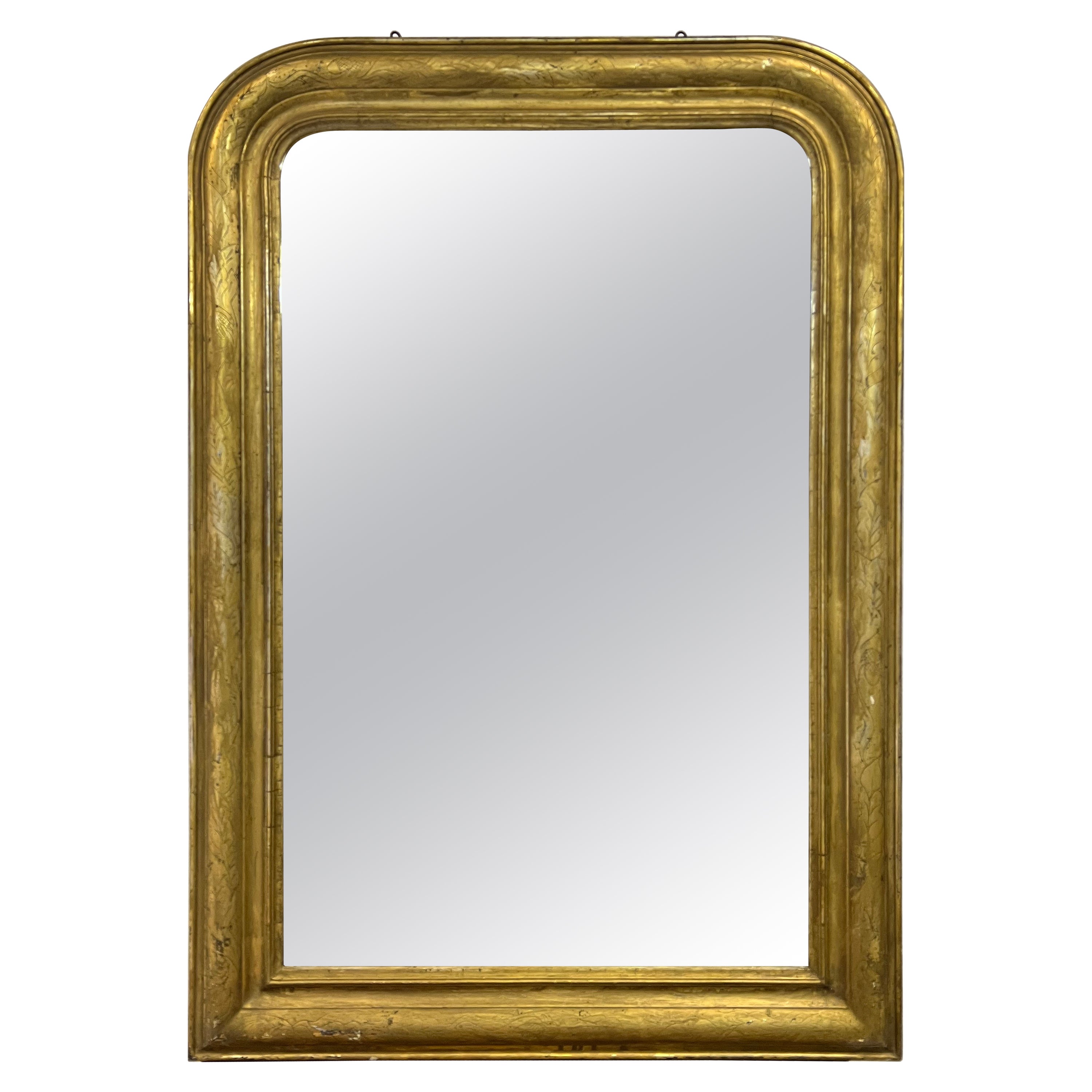 Mirror Louis Philippe 1850, Chiseled, Gilded with Gold Leaf
