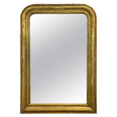 Antique Mirror Louis Philippe 1850, Chiseled, Gilded with Gold Leaf