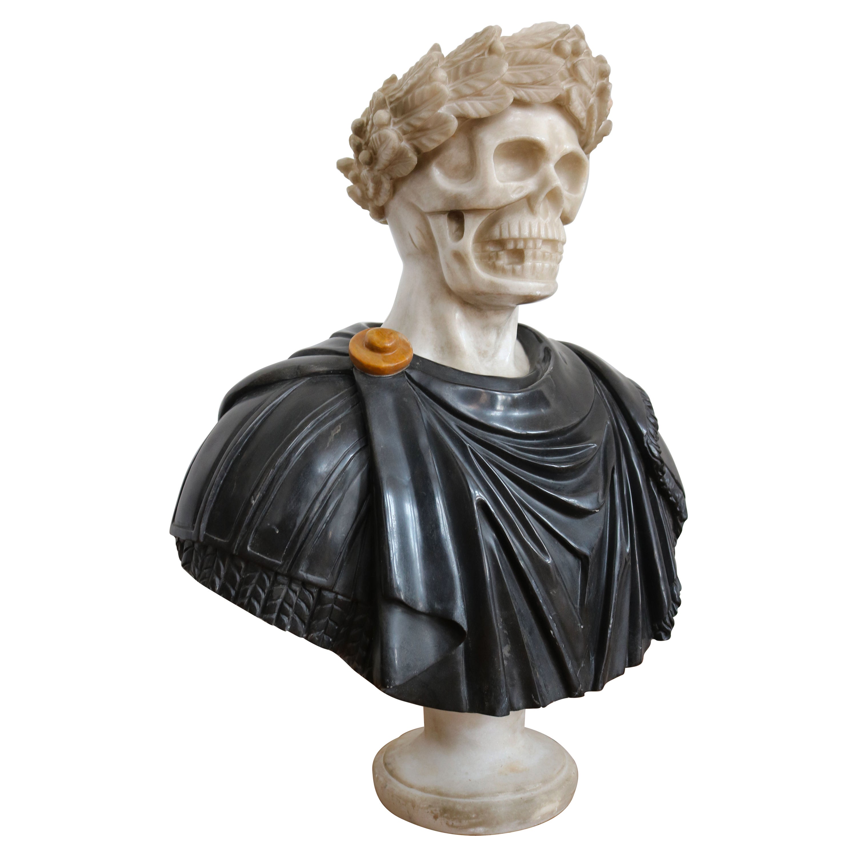 19th Century Italian Roman Vanitas Bust Renaissance Revival Memento Mori Marble