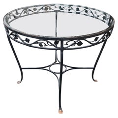 Charming Salterini Wrought Iron & Glass Round Garden Dining Table