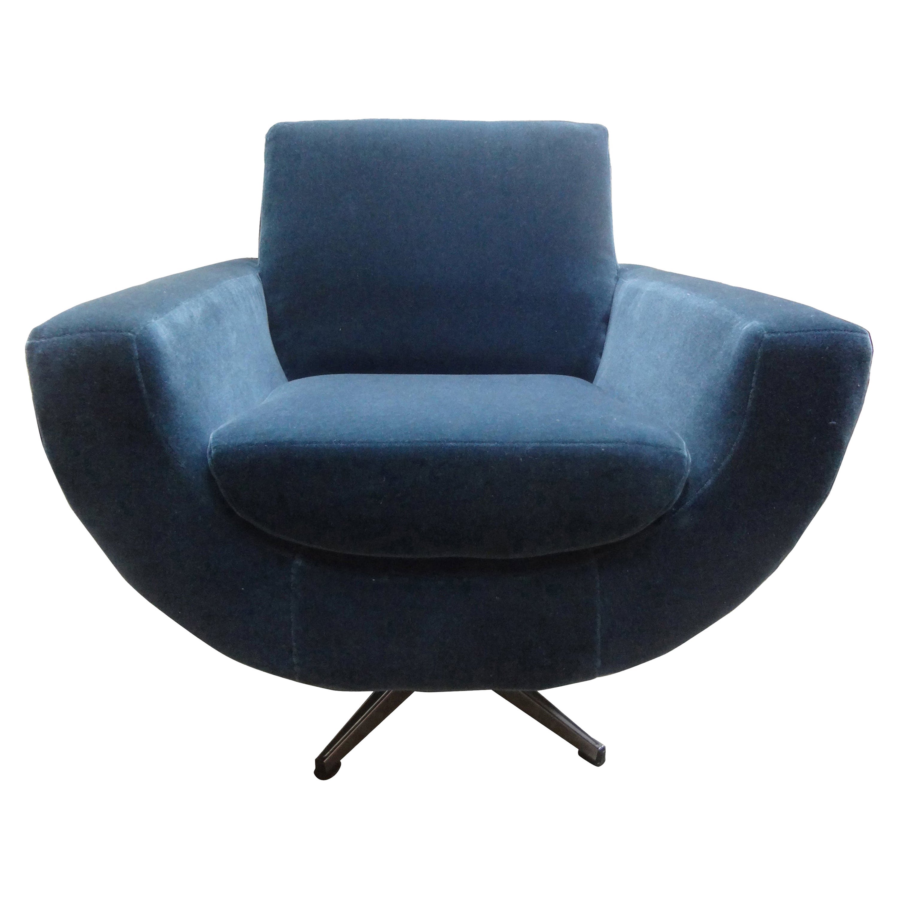 MidCentury Modern Milo Baughman Style Swivel Barrel Back Chair at