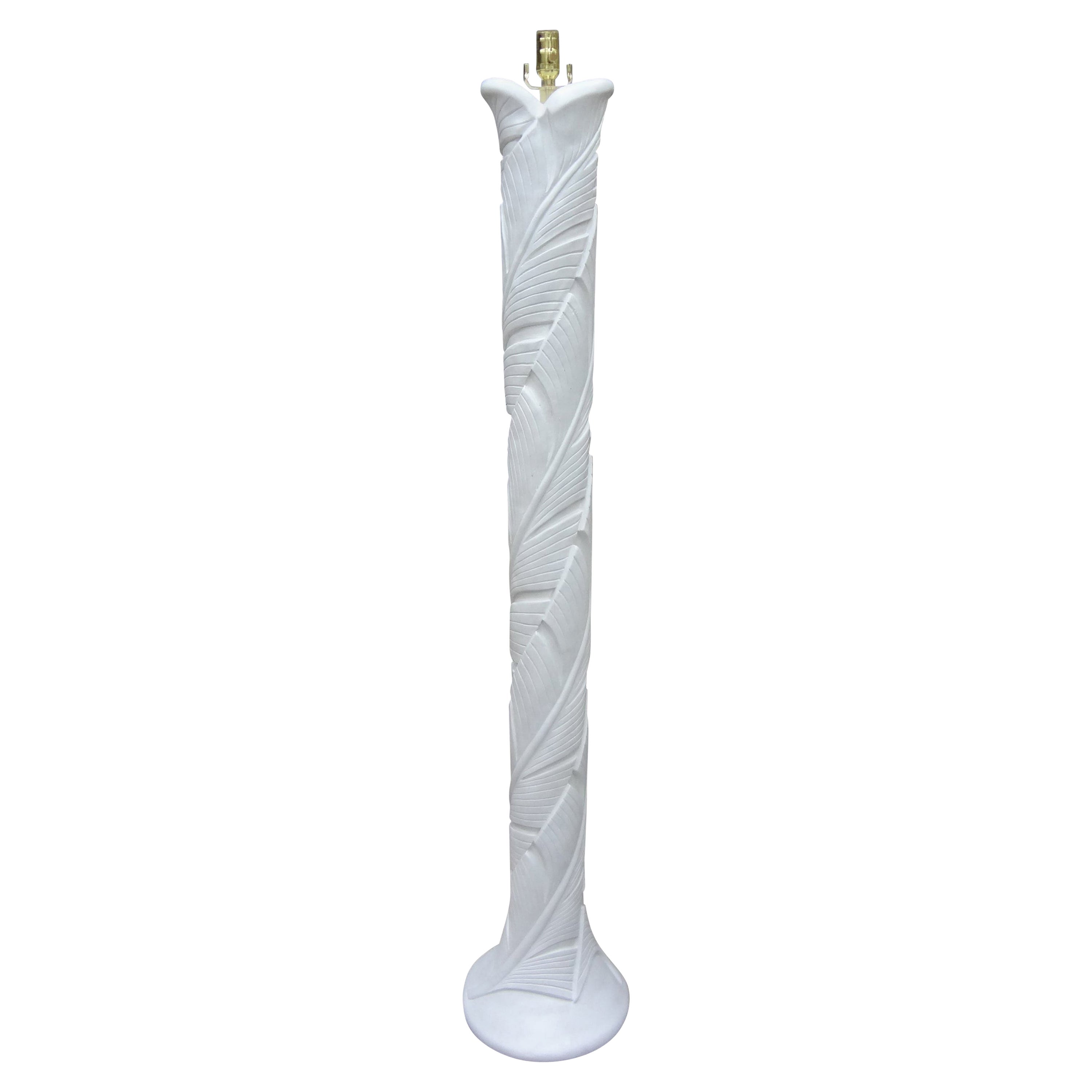 French Postmodern Palm Frond Plaster Floor Lamp Inspired by Serge Roche