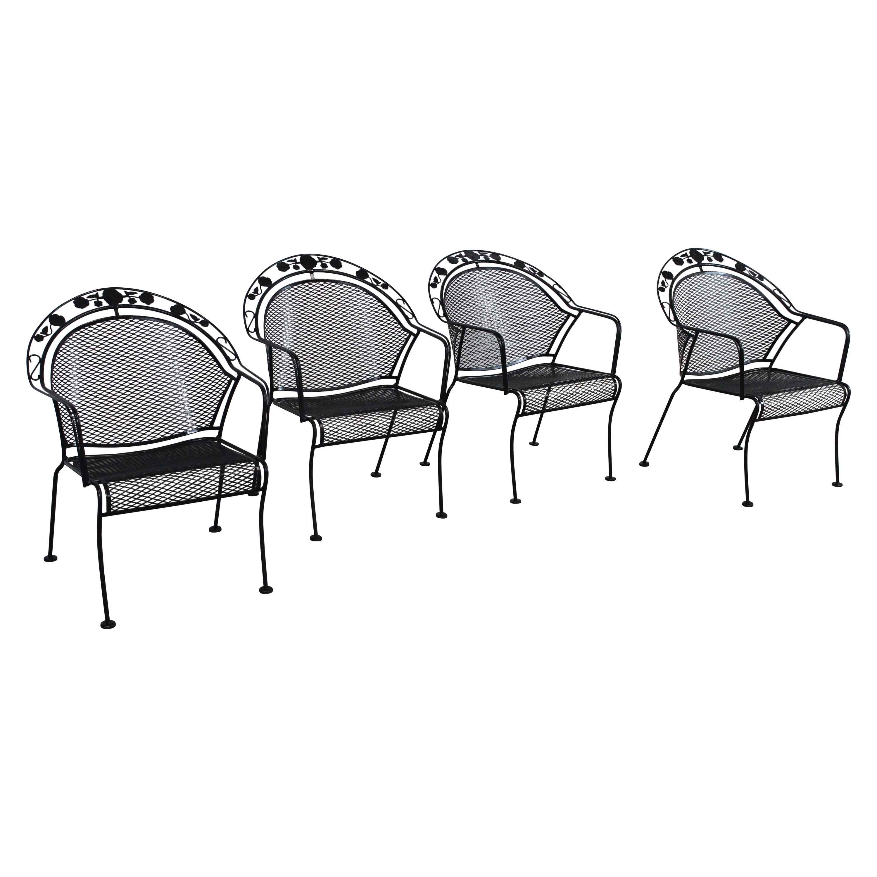 Set of 4 Mid-Century Modern Salterini Curve Back Outdoor Chairs B