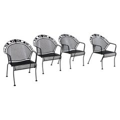 Vintage Set of 4 Mid-Century Modern Salterini Curve Back Outdoor Chairs B