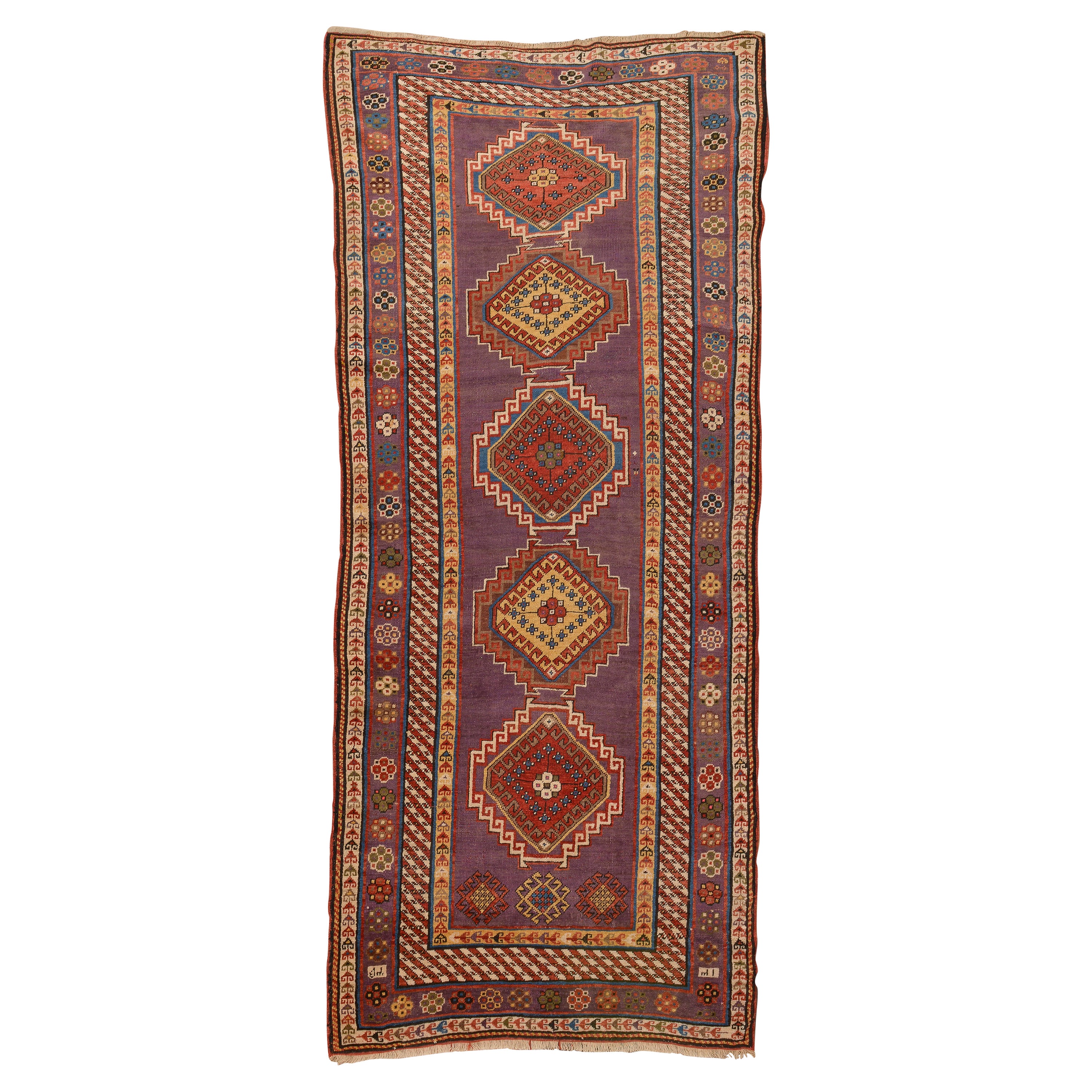 Dated KAZAK Antique Caucasian Carpet For Sale