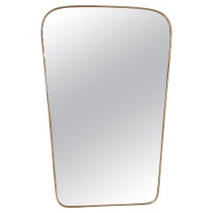 Italian Mid-Century Large Vintage Wall Mirror with Brass Frame, 1970s