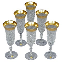 Precious 6 Champagne Glasses Gold Crystal Glass Stemware Josephinenhuette Moser