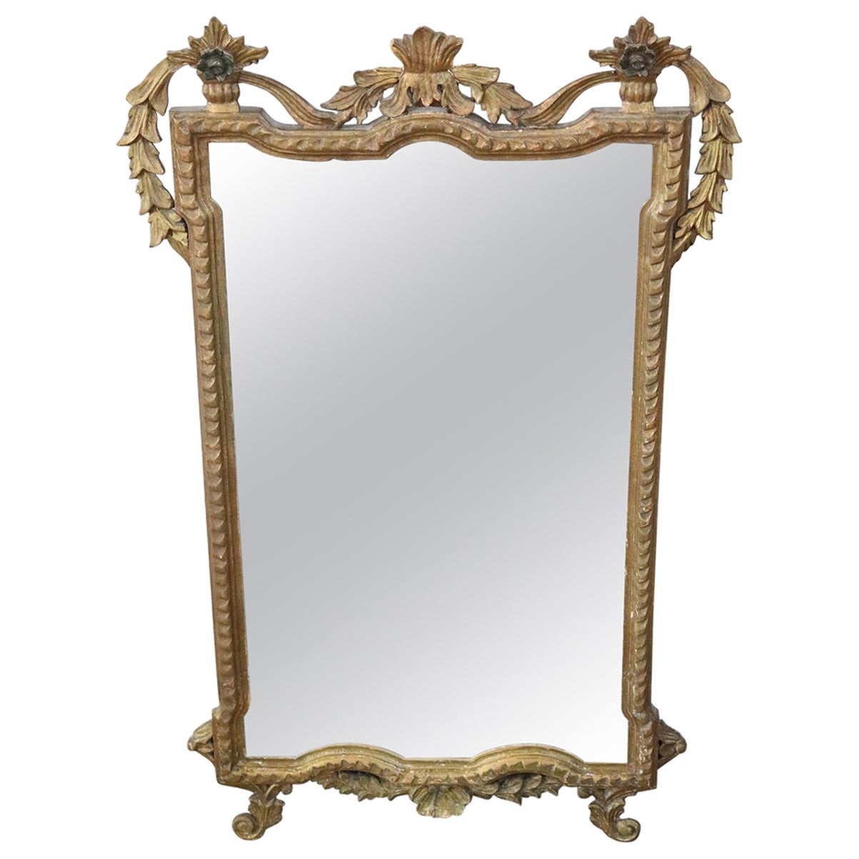 Early 20th Century Italian Louis XVI Style Carved and Gilded Wood Wall Mirror