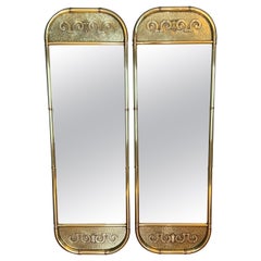 Pair of Mid-Century Modern Mastercraft Brass Mirrors