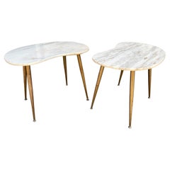 Kidney Shaped Marble Side Tables