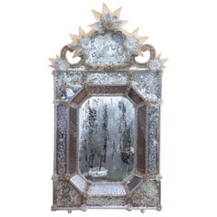 Large Venetian Murano Glass Console Wall Mirror Early 20th Century