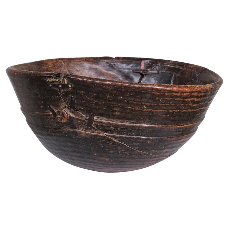 Antique French Wooden Primitive Bowl For Sale