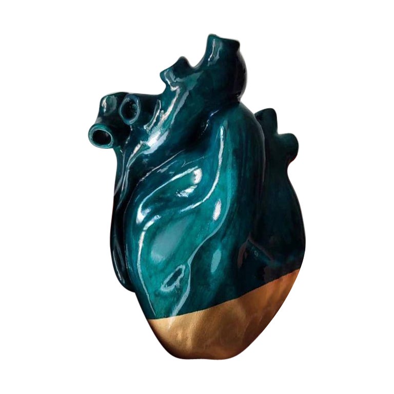 Heart Shaped Green & Gold, 2022, Handmade in Italy, Anatomical Heart, Design