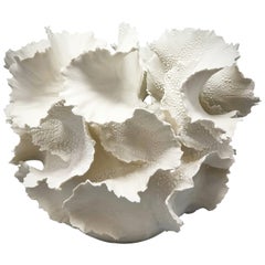 Handbuilt Ceramic Sculpture, White Paperporcelain Nr. 100