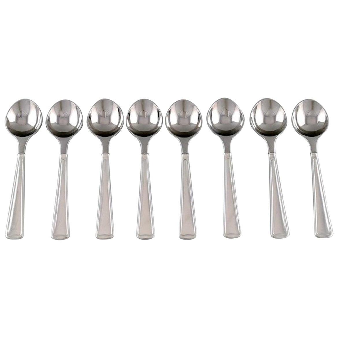 Rare Georg Jensen Koppel Cutlery, Eight Sorbet Spoons in Sterling Silver