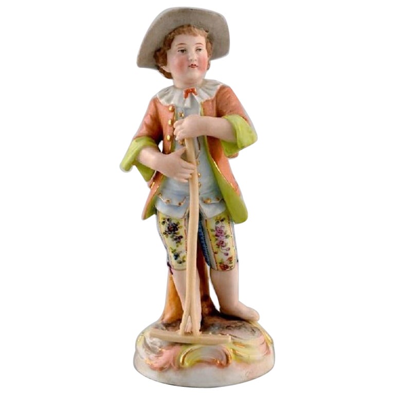 German Porcelain Figurine, Young Gardener, 20th Century