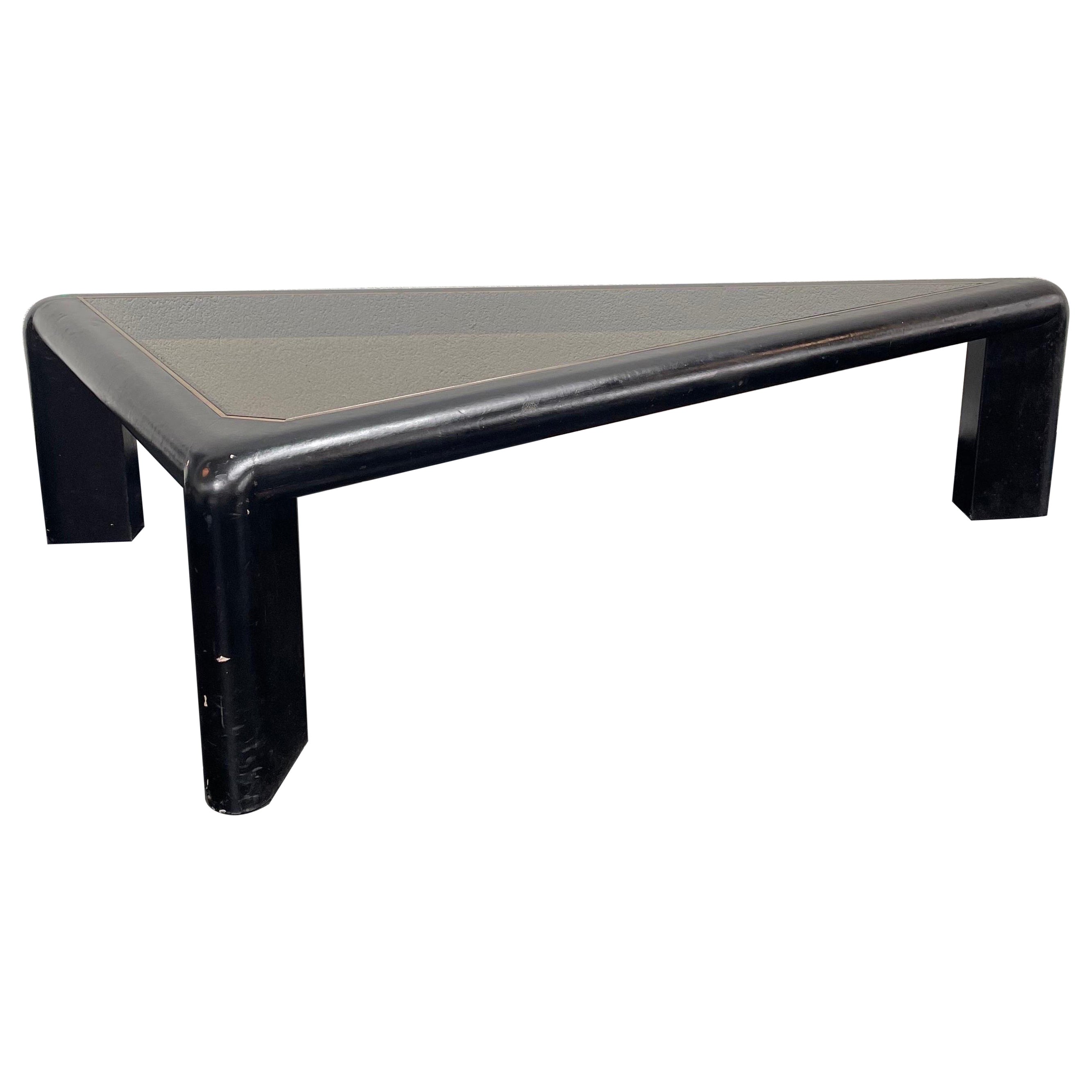Karl Springer Leather and Smoked Glass Coffee Table
