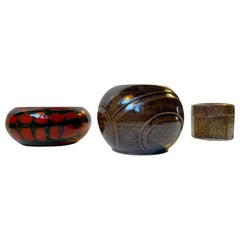 Céramique d'atelier émaillée scandinave moderne, années 1970, lot de 3