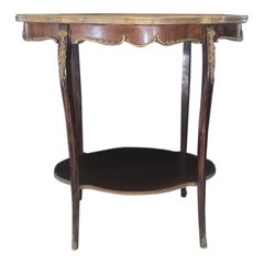 Lovely French Louis XVI Marble Topped Side Table with Two Galleries