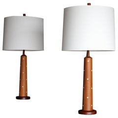 Jane & Gordon Martz Walnut & Ceramic Lamps for Marshall Studios, circa 1960