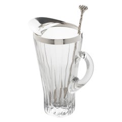 Silver Plate and Crystal Barware Cocktail Martini Pitcher with Stirrer