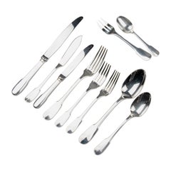 Retro 130-Piece Silver-Plated Flatware by Christofle, Cluny, for 12 Persons