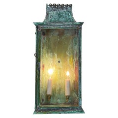 Single Antique French Handcrafted Solid Copper Wall Lantern