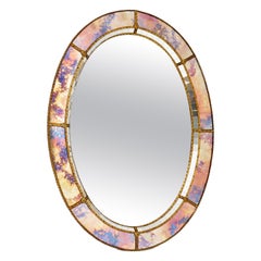 Antique Italian Style Brass Oval Mirror