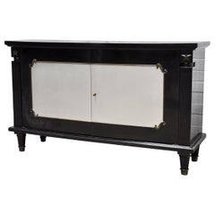 Art Deco Black Lacquer and Bronze Cabinet in the style of André Arbus, France