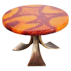 Table basse avec plateau en résine dans le style de Marie-Claude de Fouquieres, France